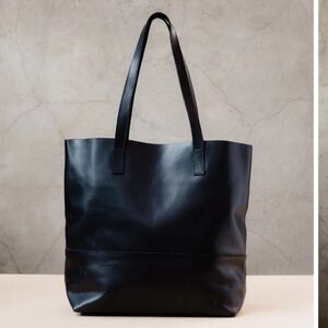 Able Black Leather Tote Bag